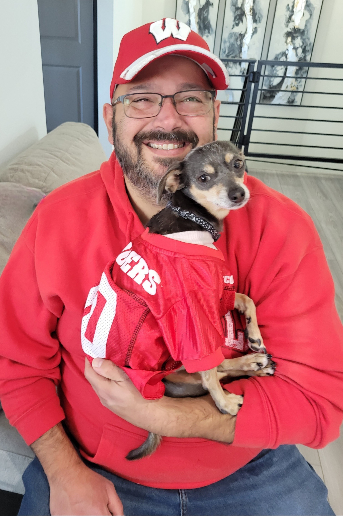 Happy dog being cared for